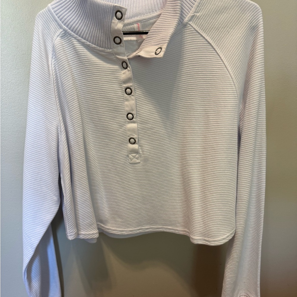 Free People White Cropped Sweatshirt